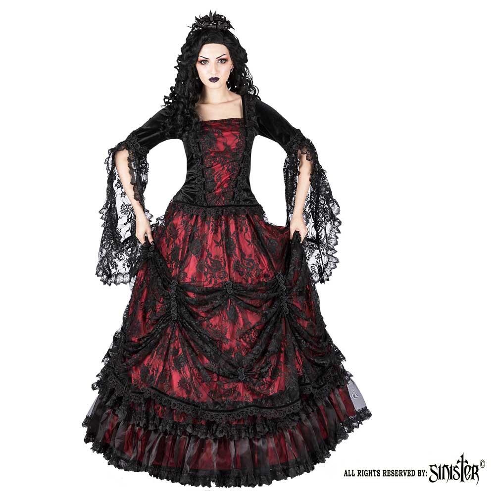 Sinister - 1043 Long skirt - Burgundy/Black Product image